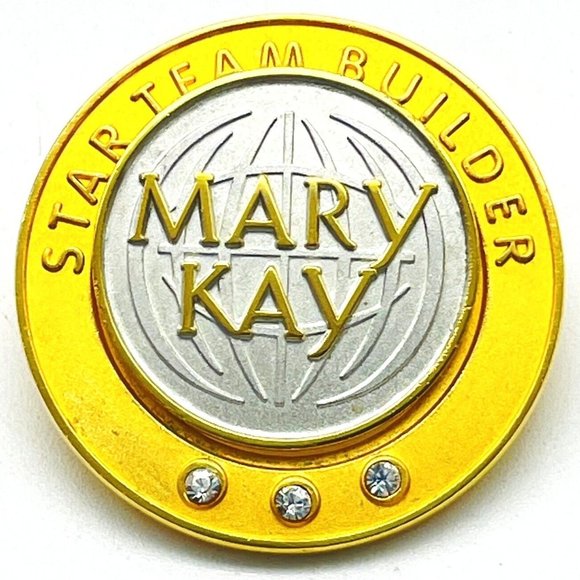 Mary Kay Service Award Pin Mixed Metal Tones Star Team Builder 3 Crystals - Picture 1 of 6